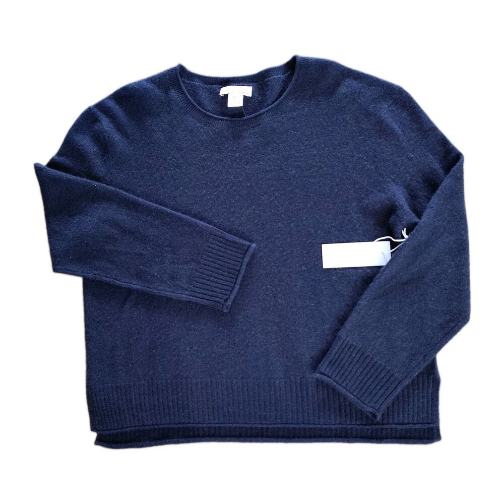 Rachel Zoe Cashmere Sweater Women’s L Blue 100% 2-Ply Knit NWT Soft Luxury